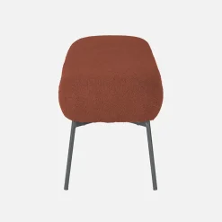 Banc. bout de lit avec revêtement bouclette texturée. rouille. pieds en métal noir. L 120 x P 41 x H 42.5cm