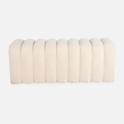 Banc. bout de lit beige contemporain en tissu