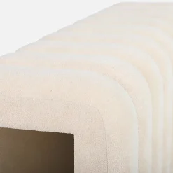 Banc. bout de lit beige contemporain en tissu