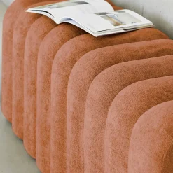 Banc. bout de lit blanc contemporain en tissu orange
