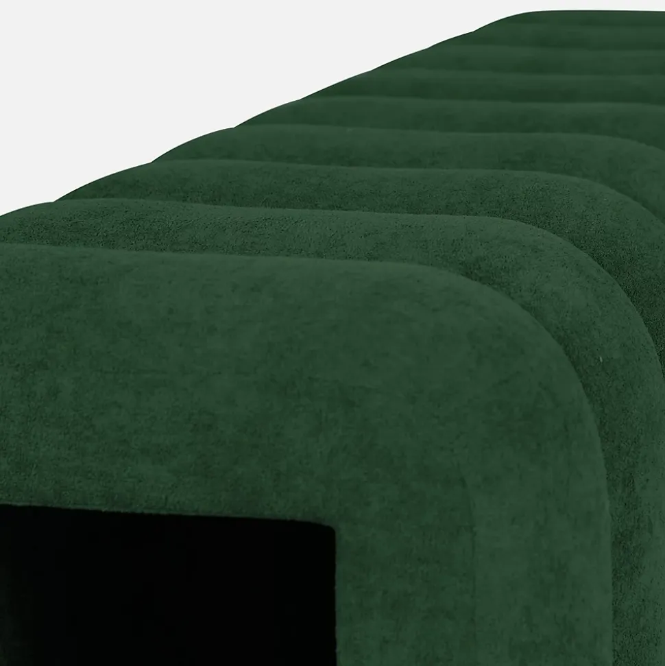 Banc. bout de lit contemporain en tissu vert foncé