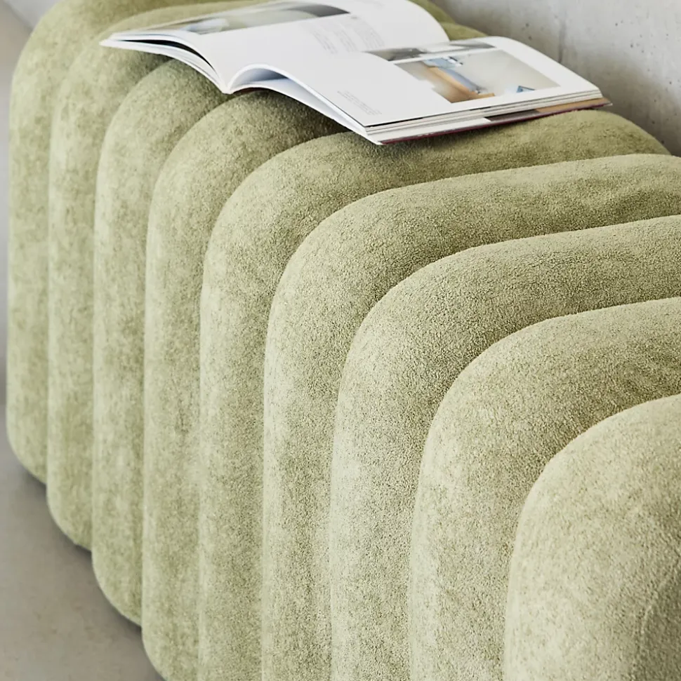 Banc. bout de lit vert contemporain en tissu