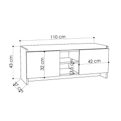 Banc chaussures 2 portes et 2 niches L110 cm - Zulla
