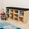 Banc Chaussures Meuble Rangement Bois Entrée + Coussin