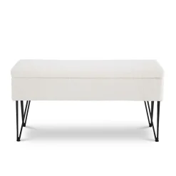 Banc coffre ALIX tissu bouclette blanc