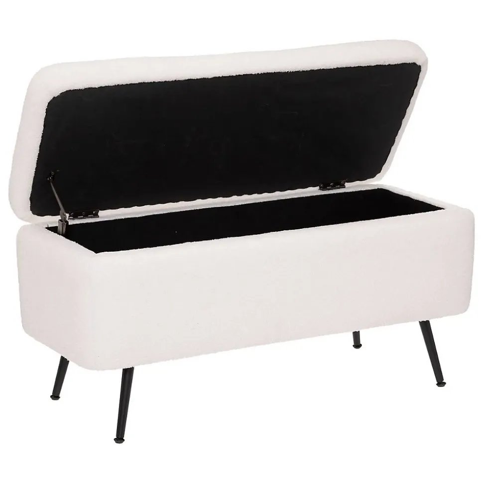 Banc coffre Aurora - bois et métal - blanc - 100x40 cm - Atmosphera