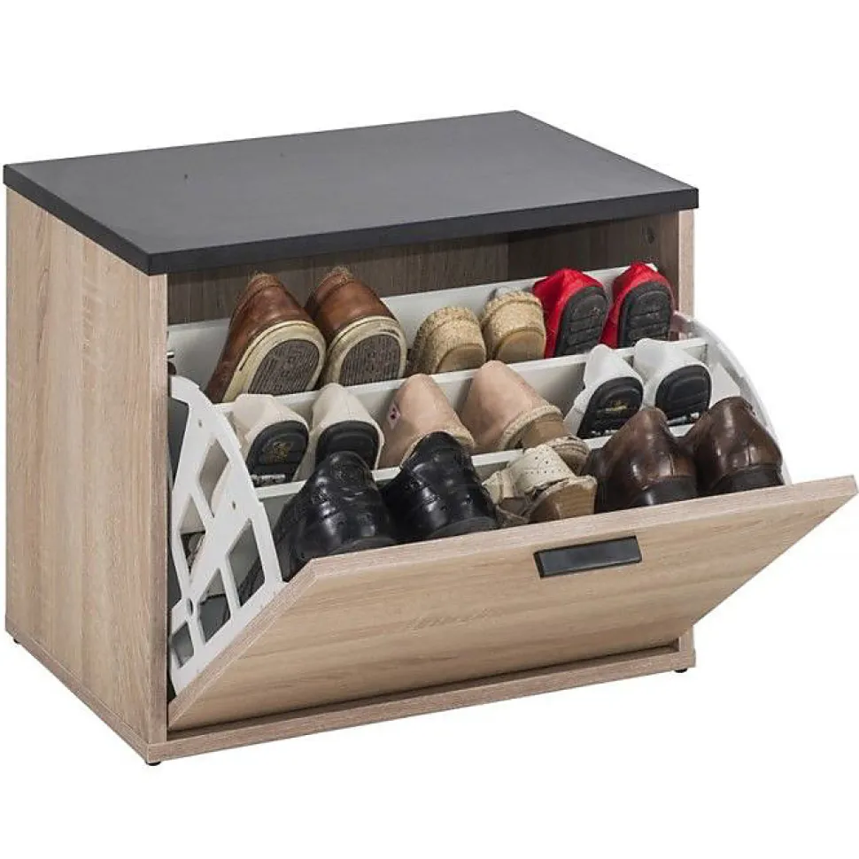 Banc Coffre Chaussures Chêne Naturel Beaux Meubles 9 paires