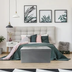 Banc coffre de rangement en polyuréthane Zoé Gris