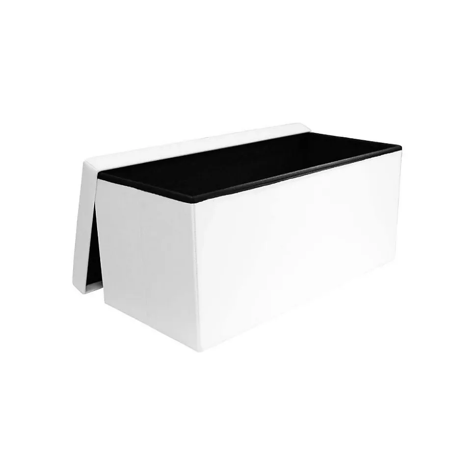 Banc coffre de rangement en polyuréthane Zoé Blanc