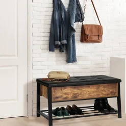 Banc coffre d'entrée chaussures NINO design industriel
