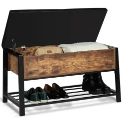Banc coffre d'entrée chaussures NINO design industriel