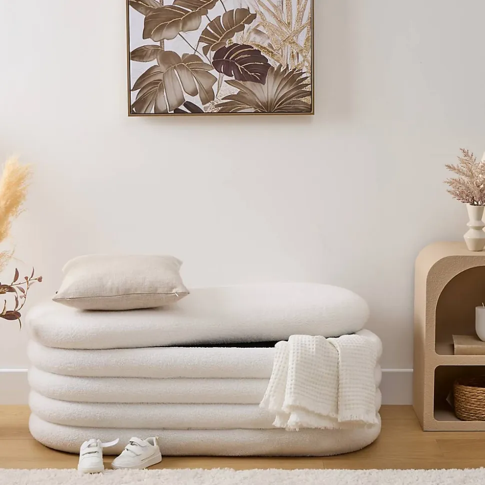Banc coffre Giulia blanc 110x46cm - Atmosphera
