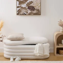 Banc coffre Giulia blanc 110x46cm - Atmosphera