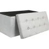 Banc coffre pliable en tissu couvercle capitonné Lisa Gris clair