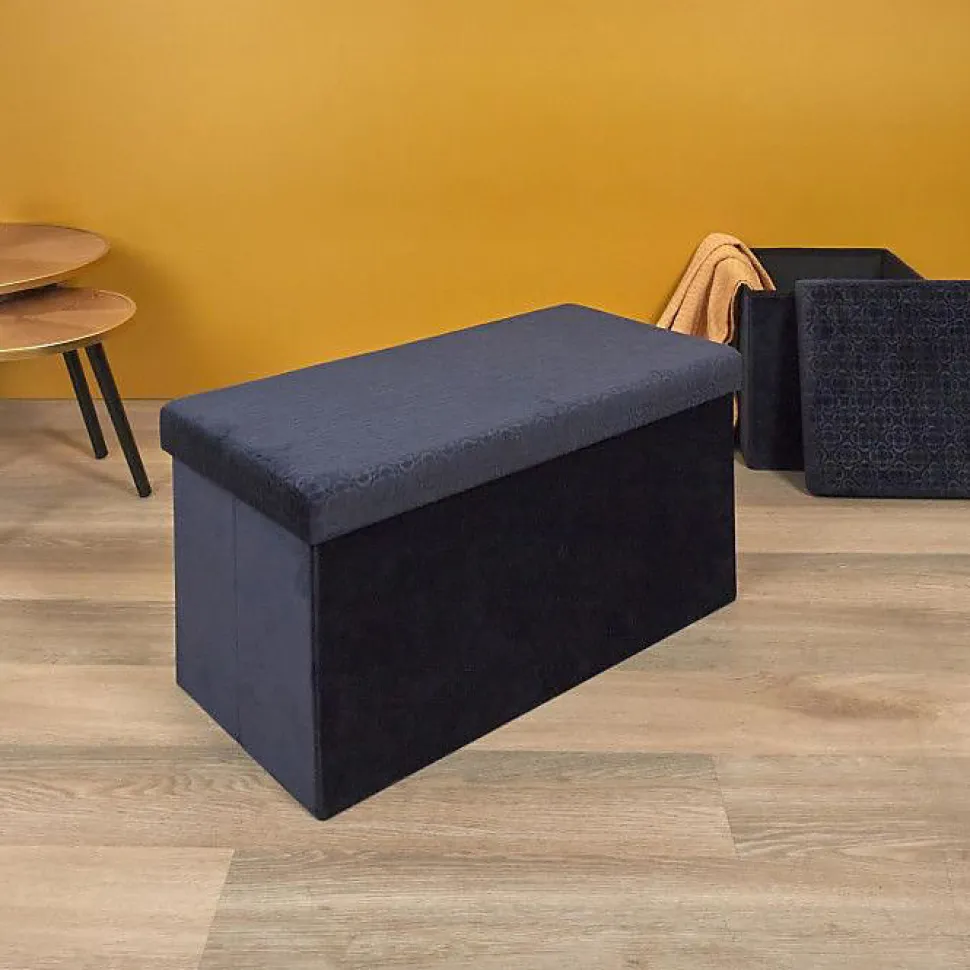Banc coffre pliable en velours Rétro