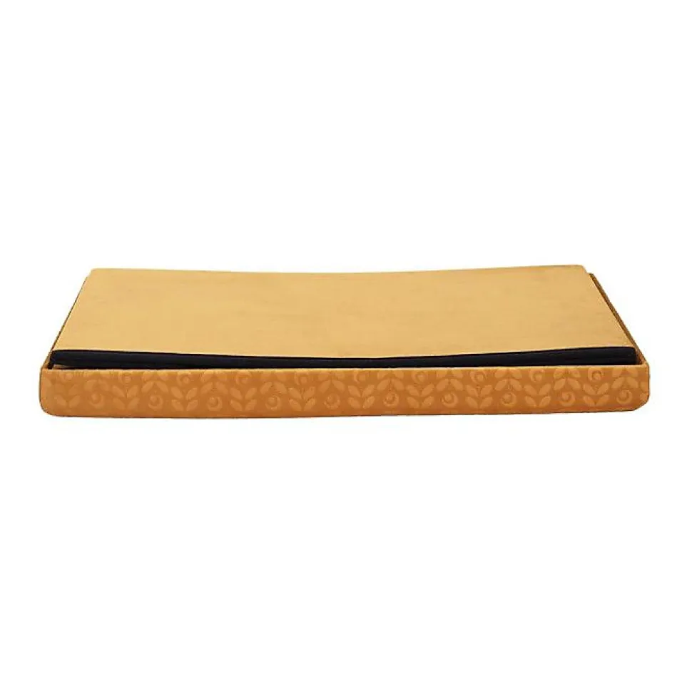 Banc coffre pliable en velours Rétro Moutarde