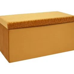 Banc coffre pliable en velours Rétro Moutarde