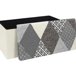 Banc coffre pliable Patchwork gris