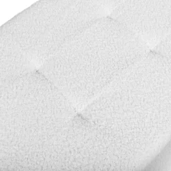 Banc coffre rangement LOUIS pieds métal noir 100 cm tissu bouclette blanc