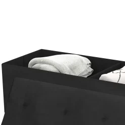 Banc coffre rangement LOUIS pieds métal doré 100 cm velours noir