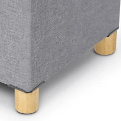 Banc coffre rangement sur pied 100 cm tissu gris clair