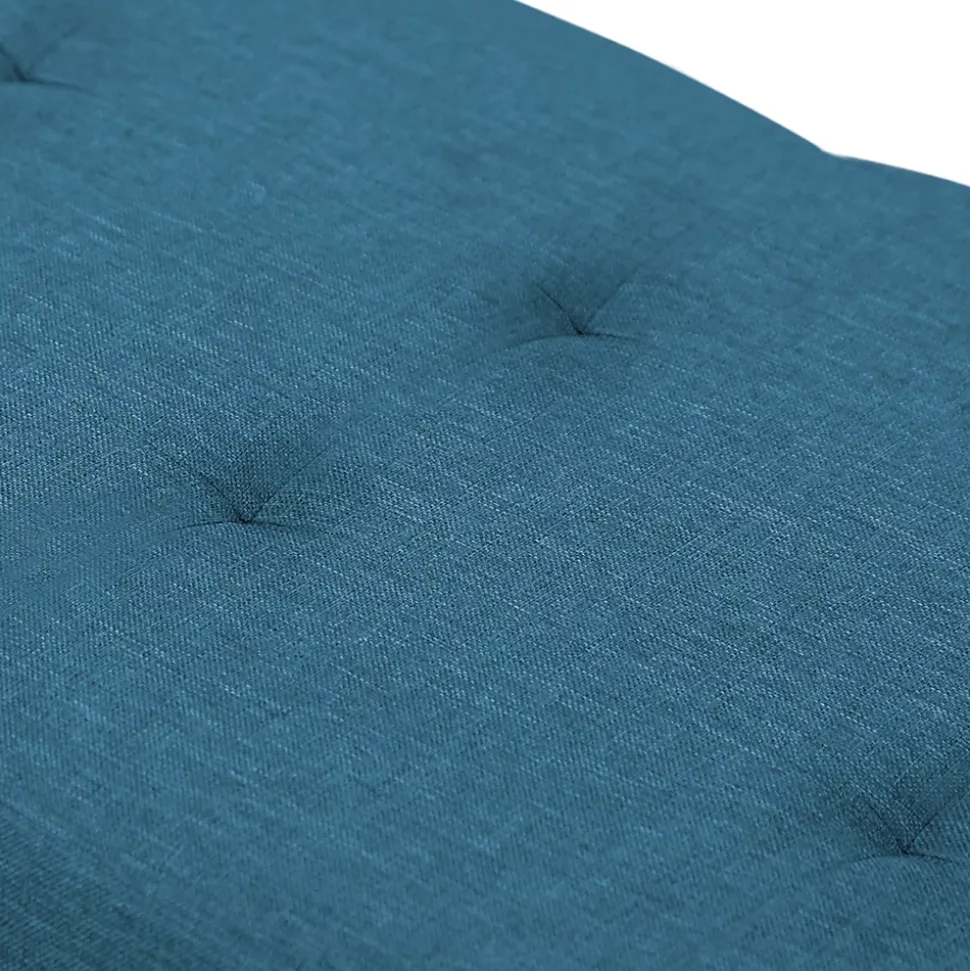 Banc coffre rangement sur pied 100 cm tissu bleu canard