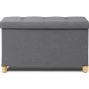 Banc coffre rangement sur pied 76 cm tissu gris anthracite
