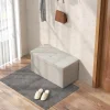 Banc coffre style Chesterfield effet capitonné dim.76L x 38l x 38H cm tissu blanc cassé