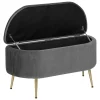 Banc coffre velours Solaro gris 100x40cm - Atmosphera