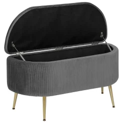 Banc coffre velours Solaro gris 100x40cm - Atmosphera