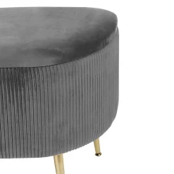 Banc coffre velours Solaro gris 100x40cm - Atmosphera