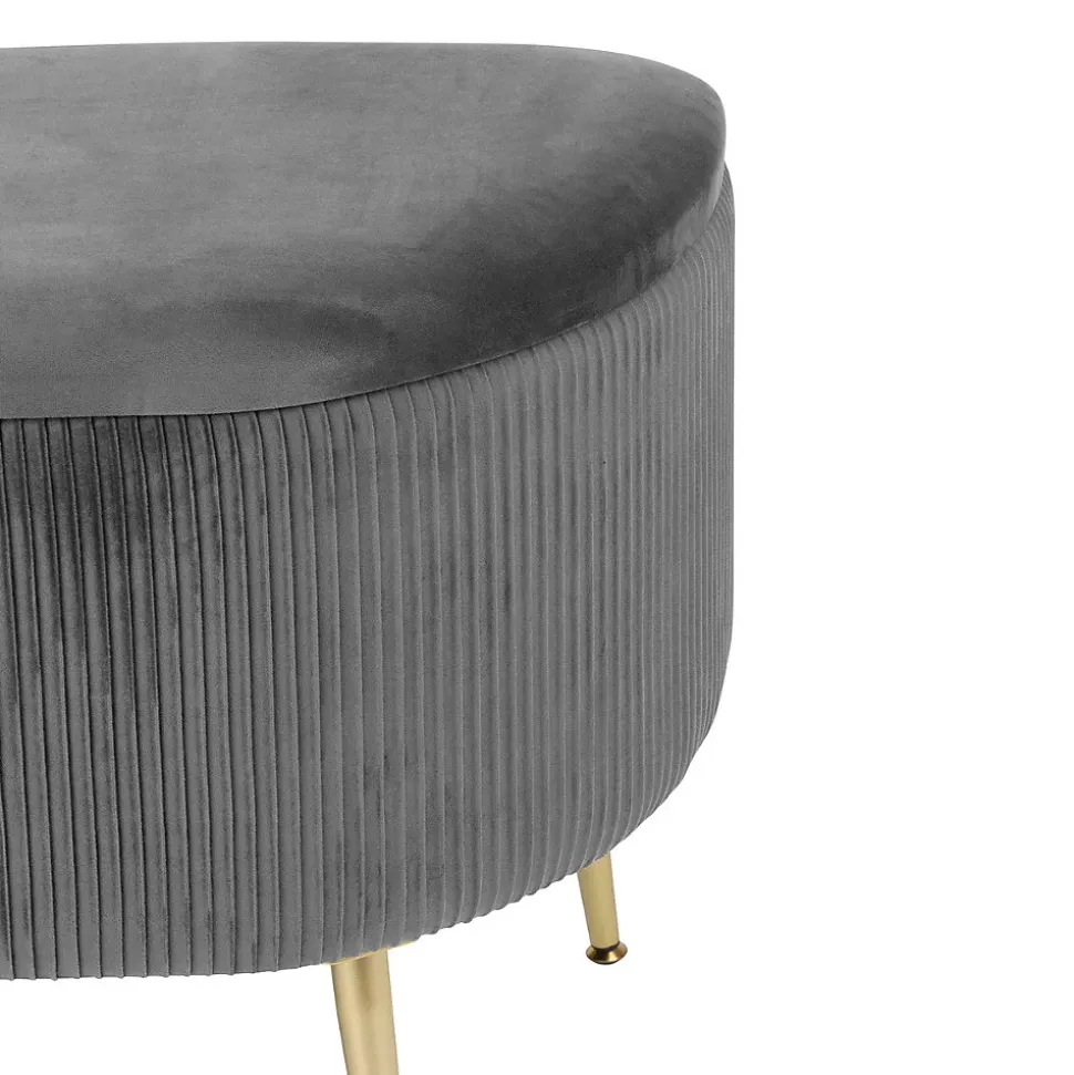 Banc coffre velours Solaro gris 100x40cm - Atmosphera