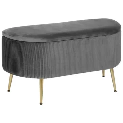 Banc coffre velours Solaro gris 100x40cm - Atmosphera