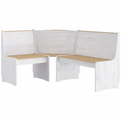 Banc d'angle REINE 151 cm marron miel et blanc bois pin solide vidaXL