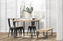 Banc d'assise coloris chêne nordique / pieds noir -Largeur 120 x Profondeur 47 cm x Hauteur 34 cm