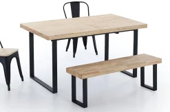 Banc d'assise coloris chêne nordique / pieds noir -Largeur 120 x Profondeur 47 cm x Hauteur 34 cm