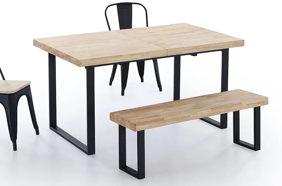 Banc d'assise coloris chêne nordique / pieds noir -Largeur 120 x Profondeur 47 cm x Hauteur 34 cm