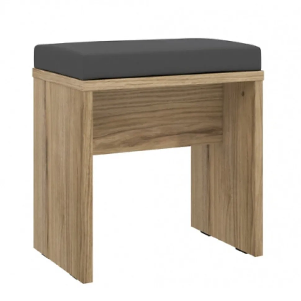 Banc décor bois clair rembourrage tissu gris - ANASTASIA