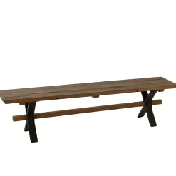 Banc de ferme industriel en bois et pieds croisés métal L180 - MARIE