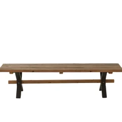 Banc de ferme industriel en bois et pieds croisés métal L180 - MARIE
