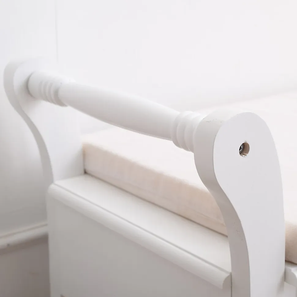 Banc de Jardin Coffre 2 Tiroir Bois Blanc Provençal 47,5x108,5x40