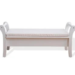Banc de Jardin Coffre 2 Tiroir Bois Blanc Provençal 47,5x108,5x40