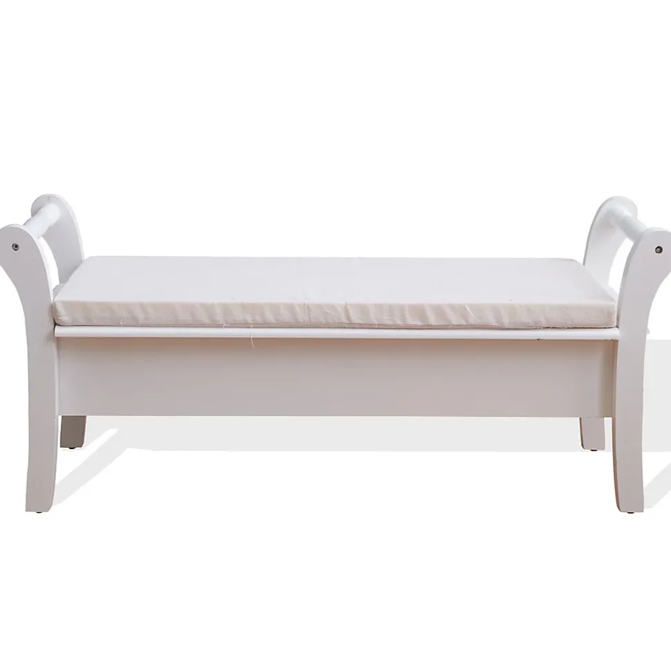Banc de Jardin Coffre 2 Tiroir Bois Blanc Provençal 47,5x108,5x40
