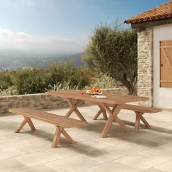 Banc de jardin en bois de teck 4 personnes - Soraya