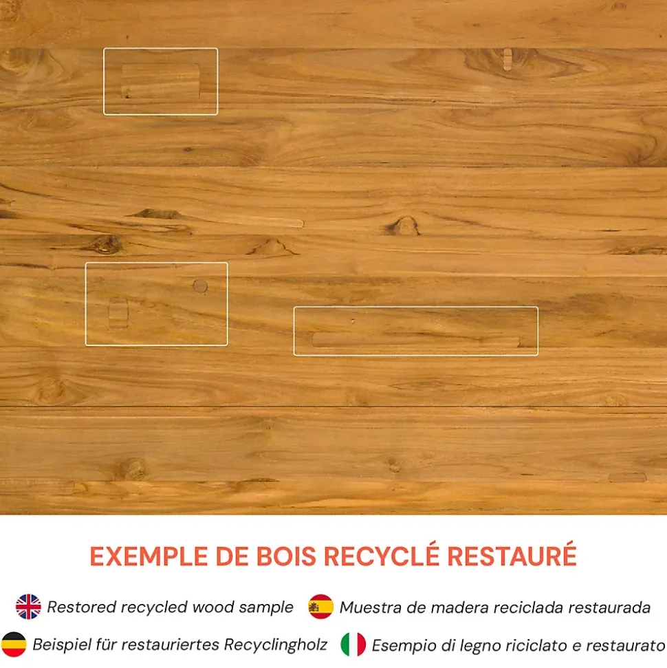 Banc de jardin en bois de teck recyclé 220 cm - Luma