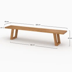 Banc de jardin en bois de teck recyclé 220 cm - Luma