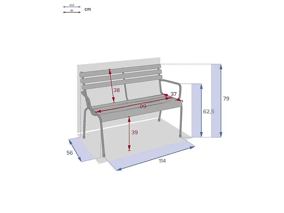 Banc de jardin Greensboro Graphite - Hespéride