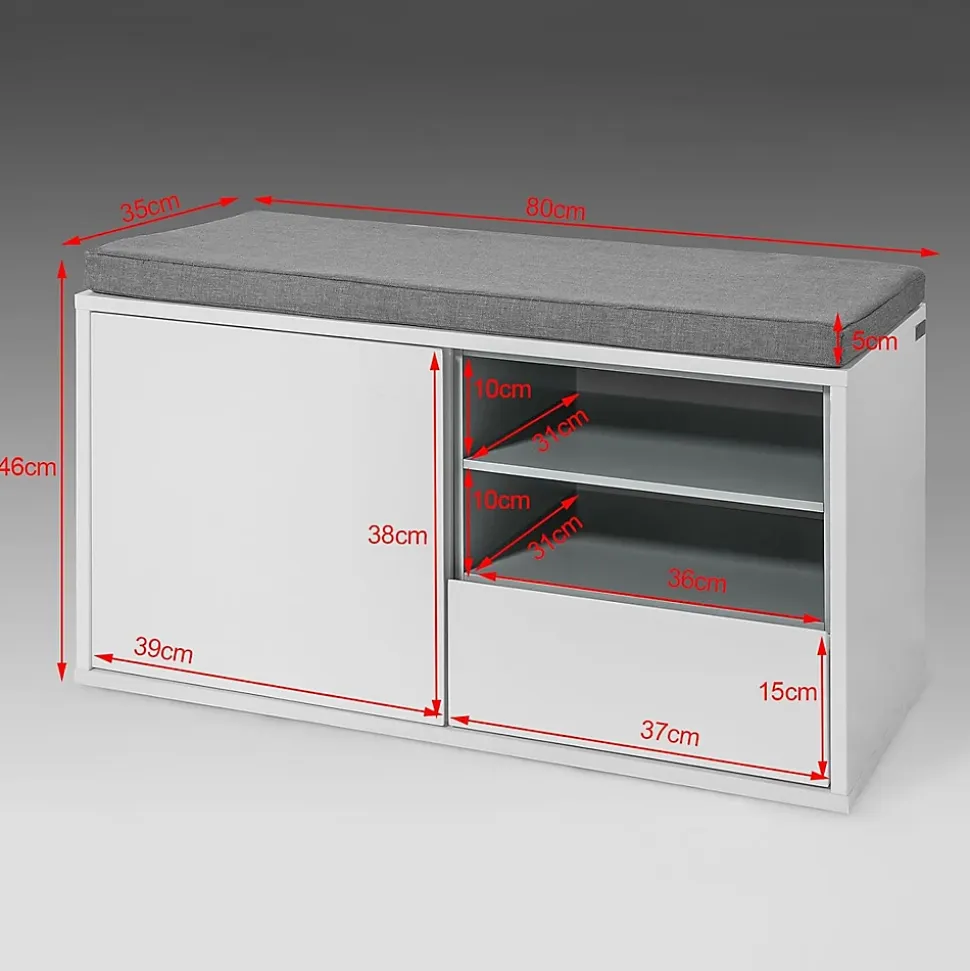 Banc de Rangement à Chaussures avec Tiroir et Porte, FSR37-W, SoBuy