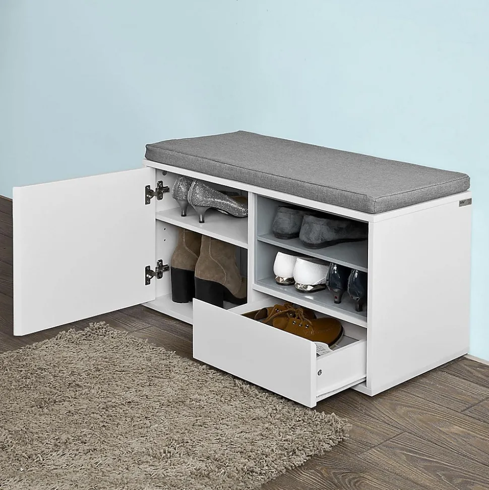 Banc de Rangement à Chaussures avec Tiroir et Porte, FSR37-W, SoBuy