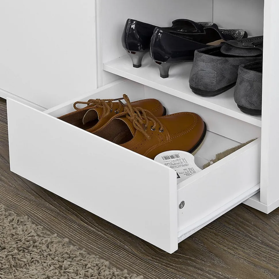 Banc de Rangement à Chaussures avec Tiroir et Porte, FSR37-W, SoBuy